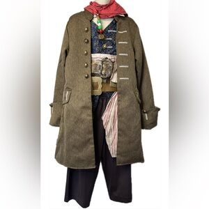 Disney Pirate Costume with Brown Coat and Red Scarf